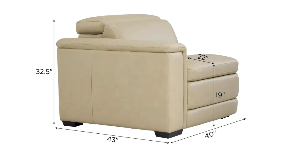 Finnegan Left Arm Facing Recliner w/ Power Headrest Dimensions