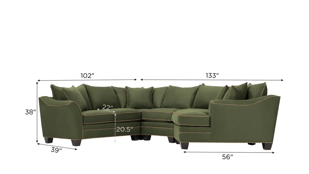 Foresthill 4-pc. Right Hand Cuddler Sectional Sofa Dimensions