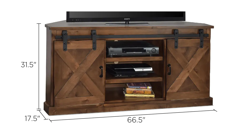 Farmhouse 66" Corner TV Console Dimensions