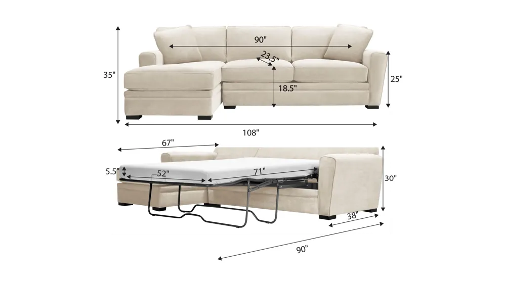 Artemis II 2-pc. Sectional w/ Full Sleeper Dimensions