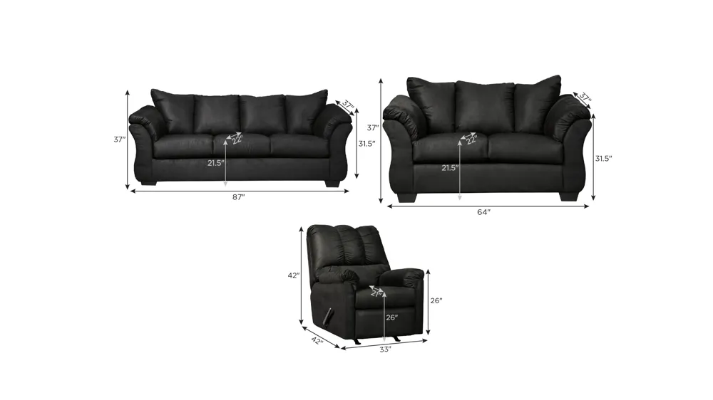 Whitman Living Room Set Dimensions