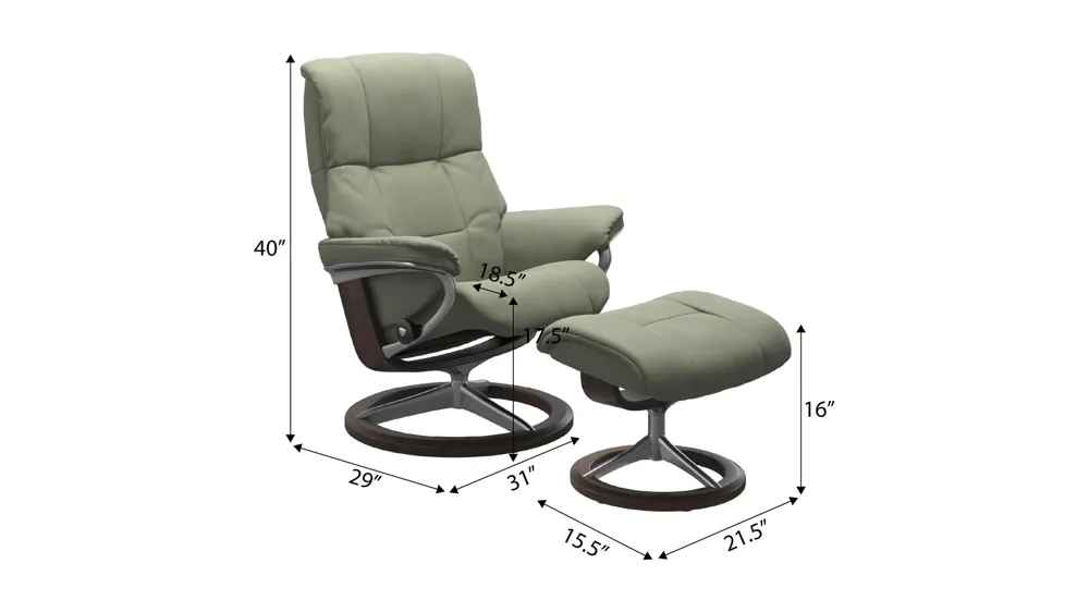 Mayfair Small Signature Chair w/ Ottoman Dimensions