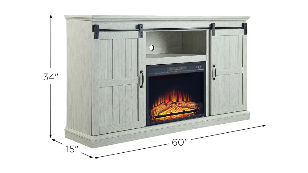 Myrtle 60" TV Console with Fireplace Dimensions