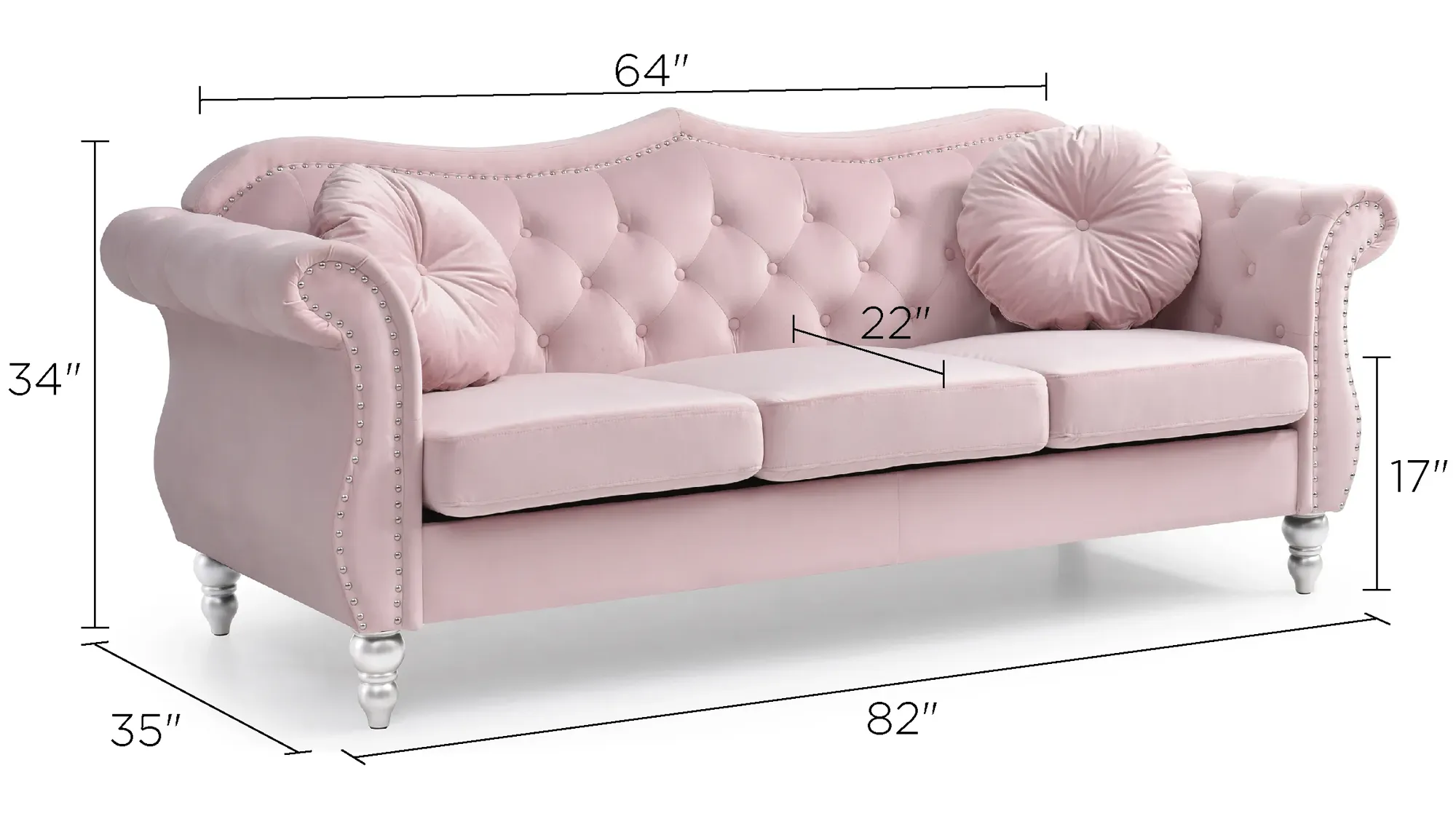 Glory Furniture Hollywood Pink Sofa