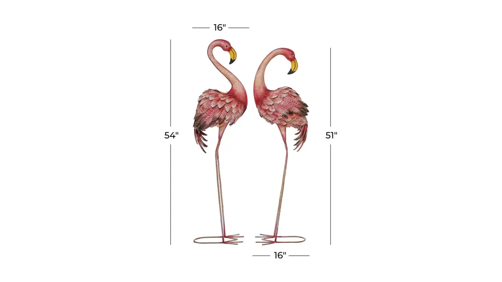 Ivy Collection Pink Metal Garden Sculpture Set of 2 Dimensions