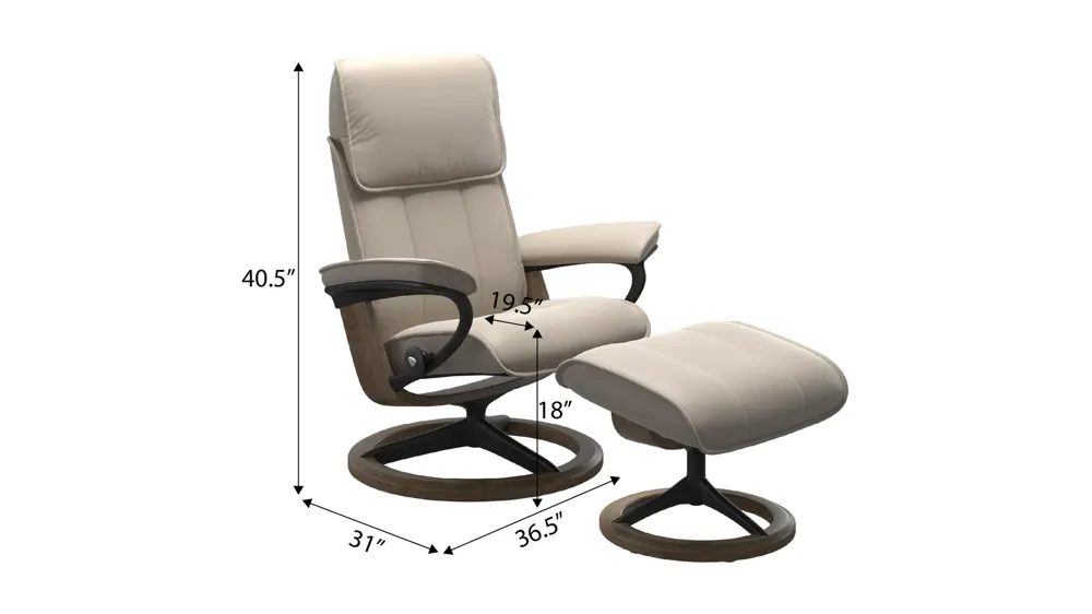 Admiral Large Signature Chair & Ottoman Dimensions