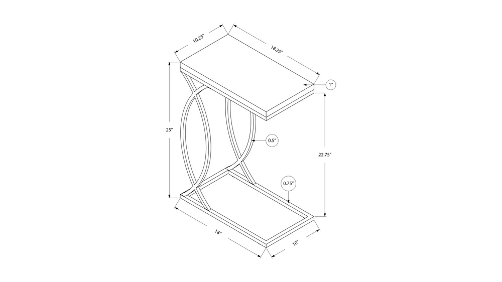 Monarch Specialties Accent Snack Table Dimensions
