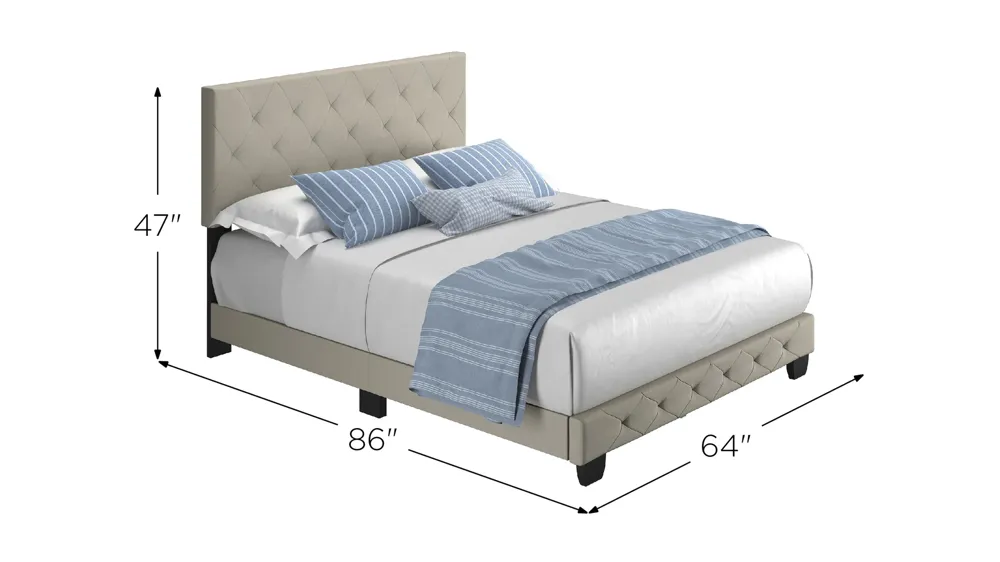 Caldwell Fabric Platform Bed Dimensions