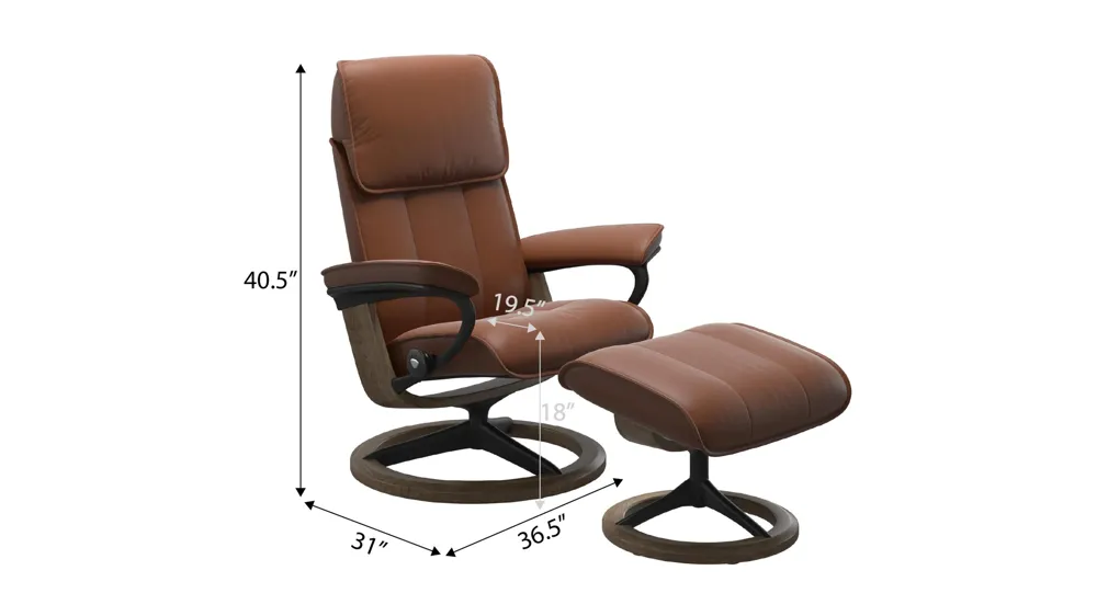 Admiral Large Signature Chair & Ottoman Dimensions