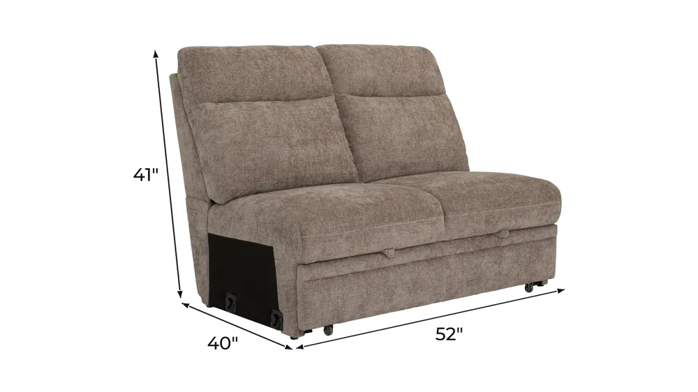 Enbridge Armless Loveseat w/Pop Up Sleeper Dimensions