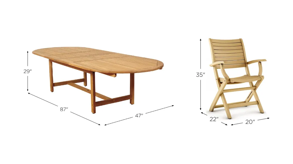Campos 9-pc. Oval Extendable Patio Dining Table Set Dimensions