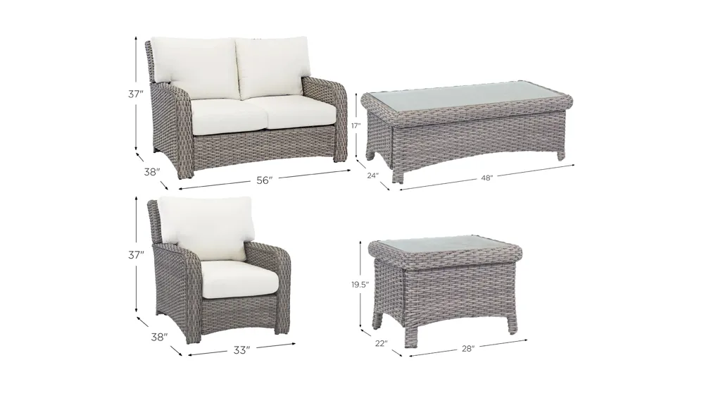 St Tropez 4-pc. Outdoor Living Set Dimensions