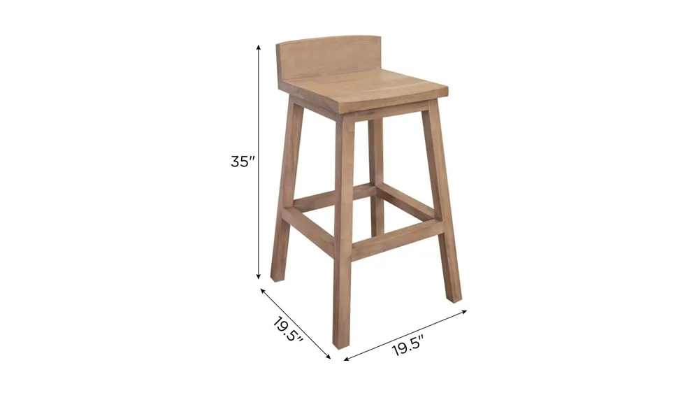 Natural Parota Barstool- Set of 2 Dimensions