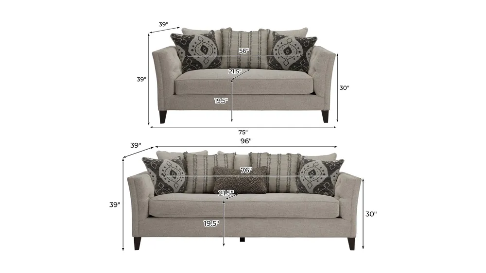 Callie Living Room Set Dimensions