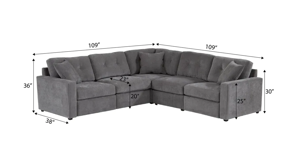 ModularOne 5-pc. Power Sectional Dimensions
