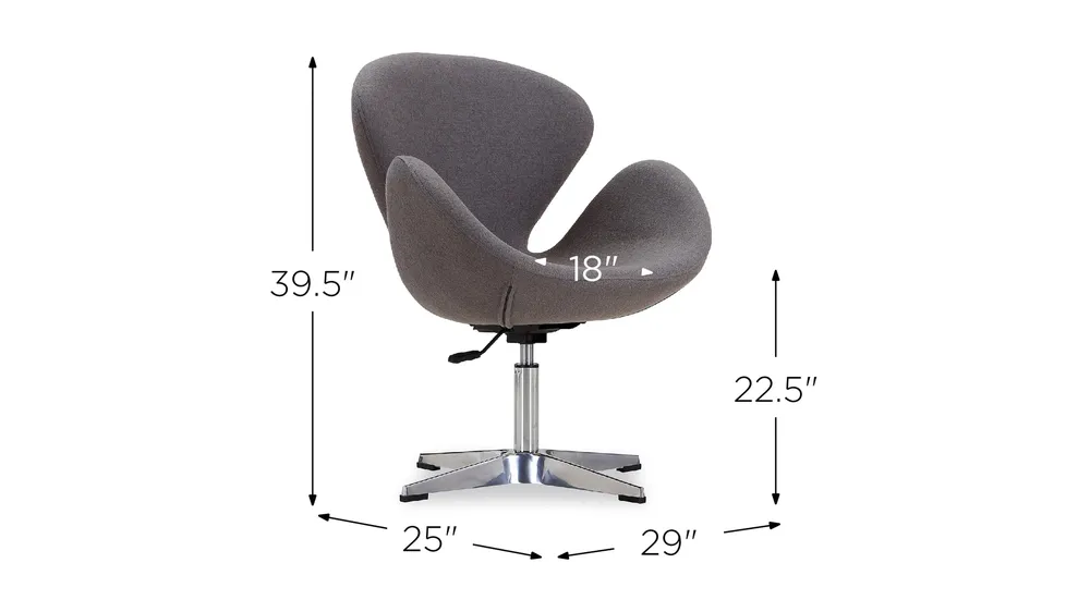 Raspberry Adjustable Swivel Chair (Set of 2) Dimensions
