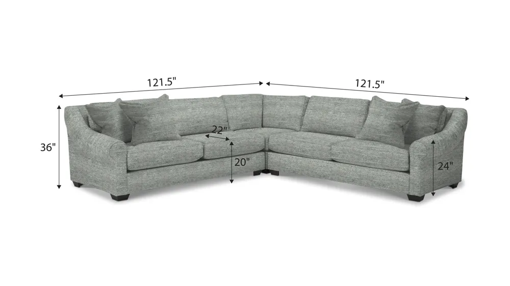 Thatcher 3-pc. Sectional Dimensions