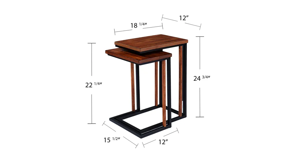 Summer 2-pc. Nesting C Table Set Dimensions