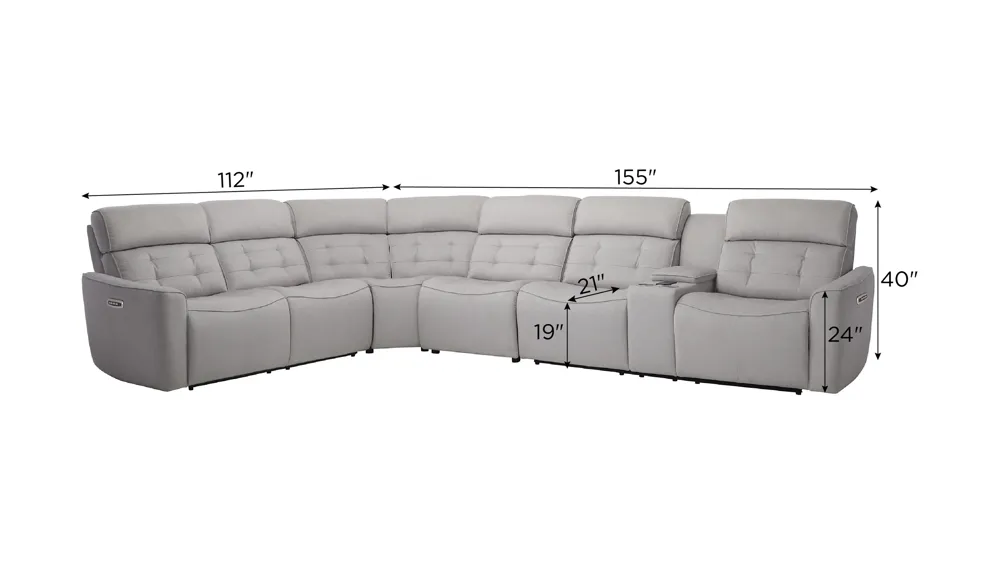 Hanlin 4-pc. Power Sectional Dimensions