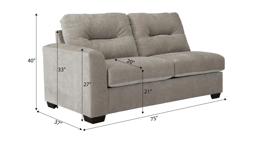 Oliver Left Arm Facing Loveseat Dimensions