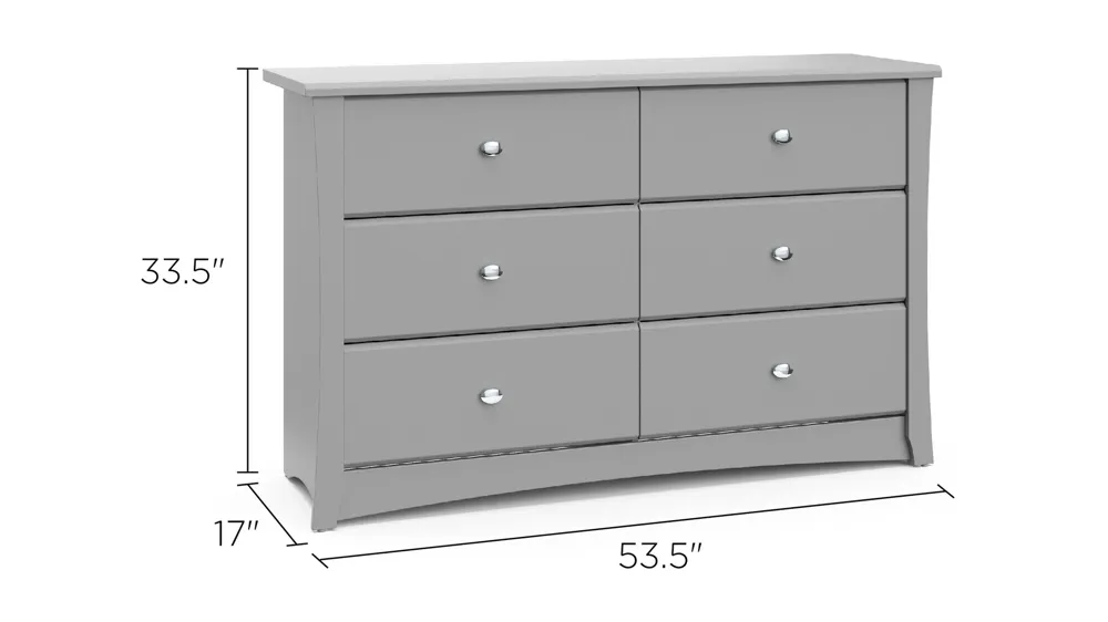 Crest 6-Drawer Dresser Dimensions