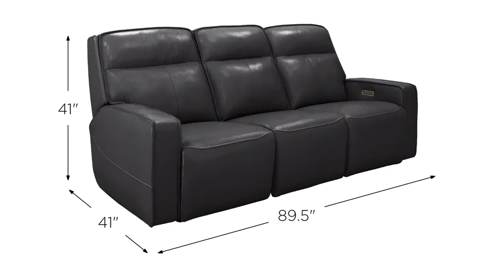 Beckett Power Sofa w/ Power Headrest and Lumbar Support Dimensions