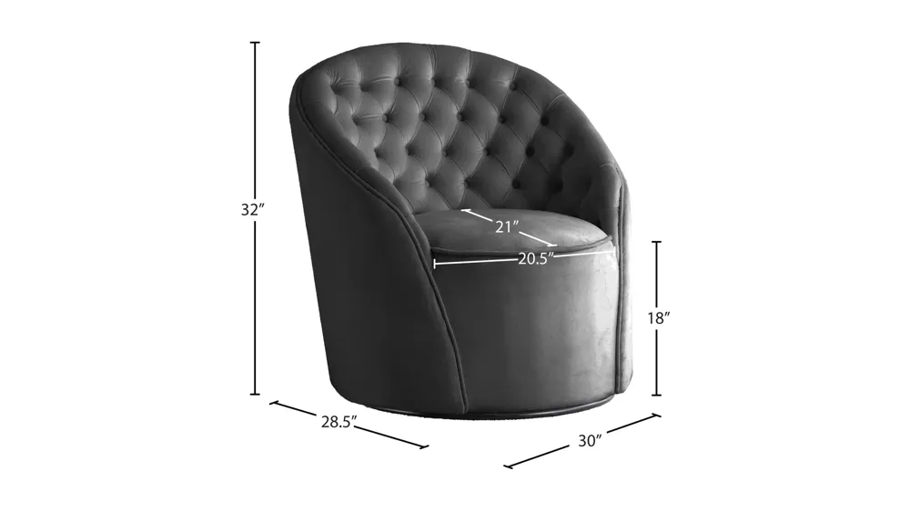 Alessio Velvet Accent Chair Dimensions
