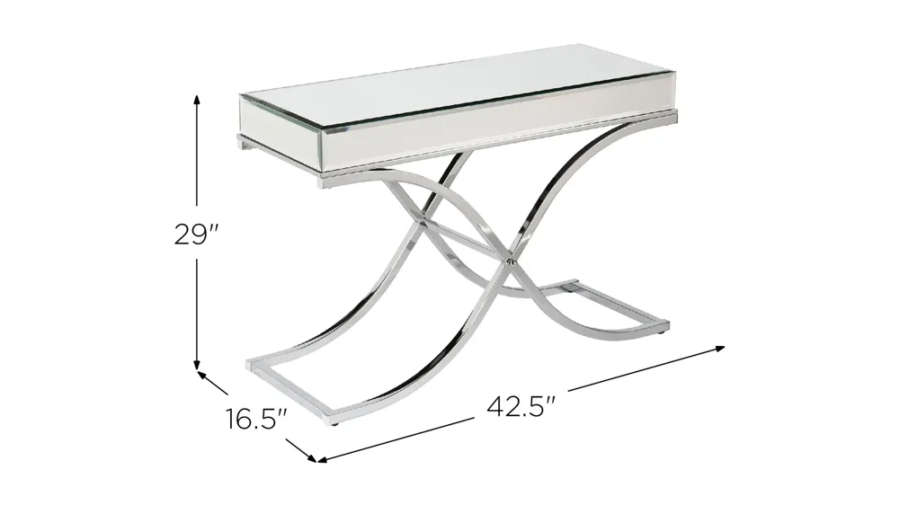 Farrell Chrome/Mirror Console Table Dimensions