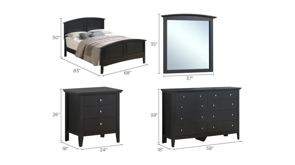 Hammond 4-pc. Panel Bedroom Set Dimensions