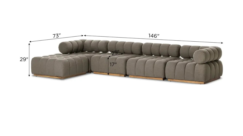 Roma Outdoor Sectional W/ Ottoman 5-pc. Dimensions