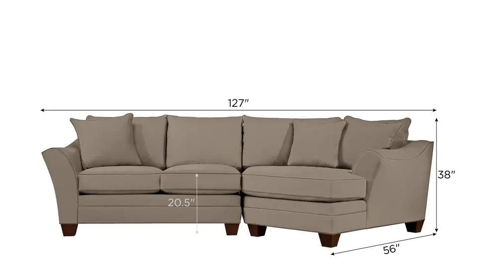 Foresthill 2-pc. Right Hand Cuddler Sectional Sofa Dimensions