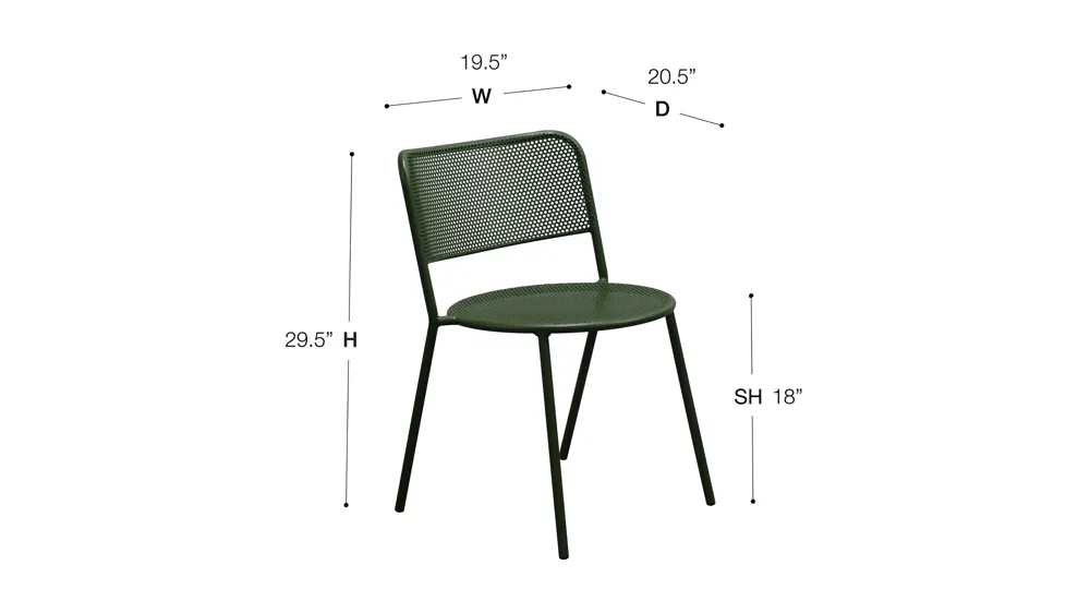 Nansen Outdoor Side Chair - Set of 2 Dimensions
