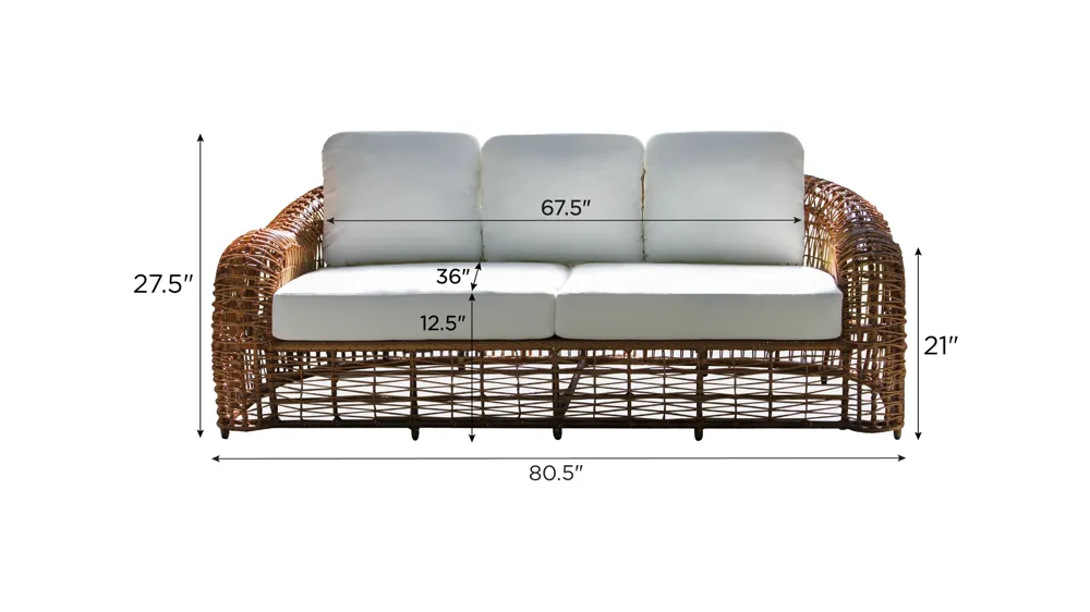 On The Vine Outdoor Sofa w/ Sunbrella Dimensions