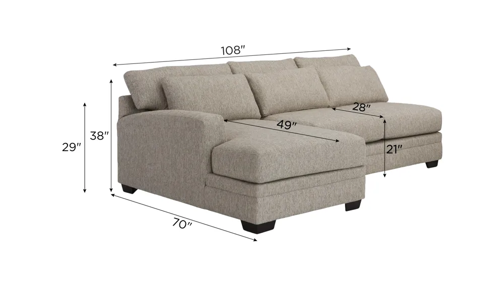 Easton 2-pc. Sofa Chaise Dimensions