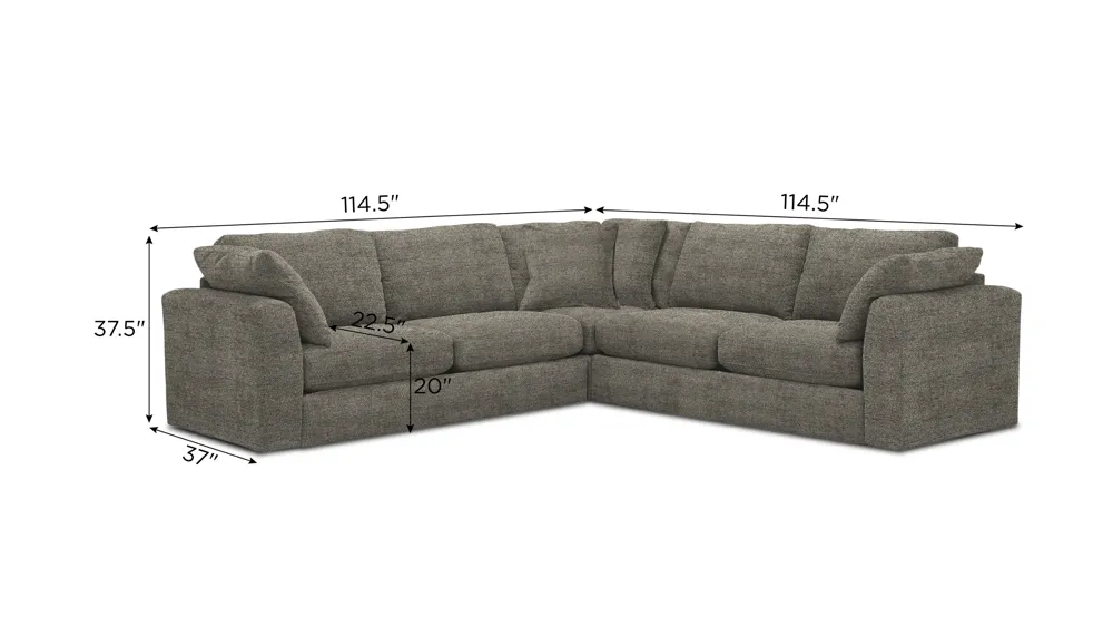 Nappily 3-pc. Sectional Dimensions