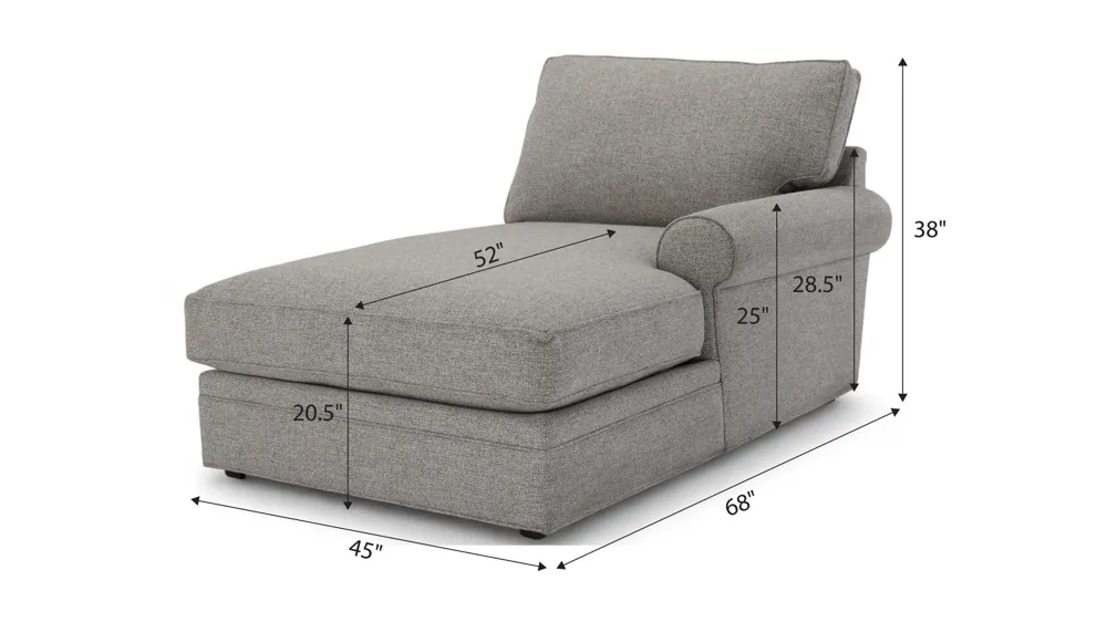Nelson Right Arm Facing Chaise Dimensions