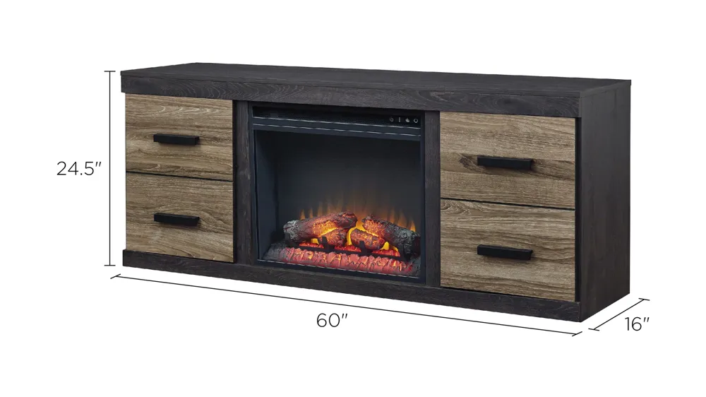 Harlinton TV Console w/ Electric Fireplace Dimensions