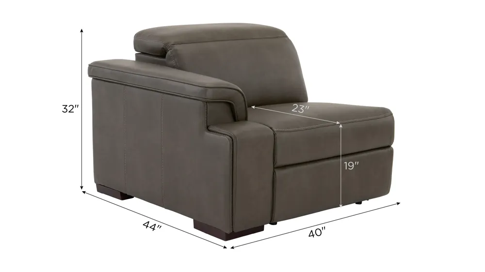 Orion Left Arm Facing Dual Power Recliner w/ Speaker Headrest Dimensions