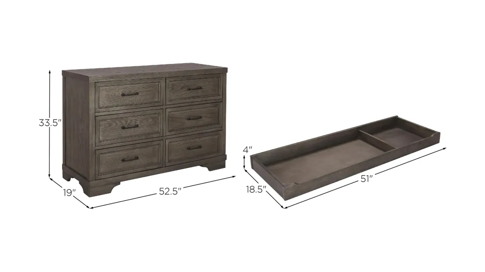 Carter Dresser with Changing Tray Dimensions