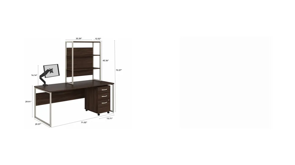 Steinbeck Computer Desk w/ Hutch and File Cabinet Dimensions