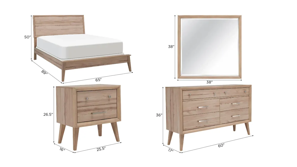 Kai 4-pc Bedroom Set Dimensions
