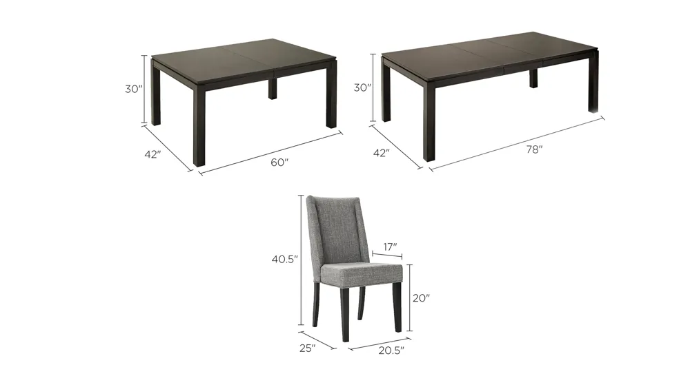 Logan 5-pc Dining Set Dimensions