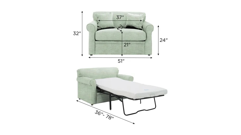 Luann Twin Sleeper Sofa Dimensions