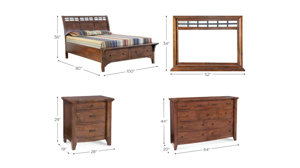 Whistler 4-pc. Bedroom Set Dimensions