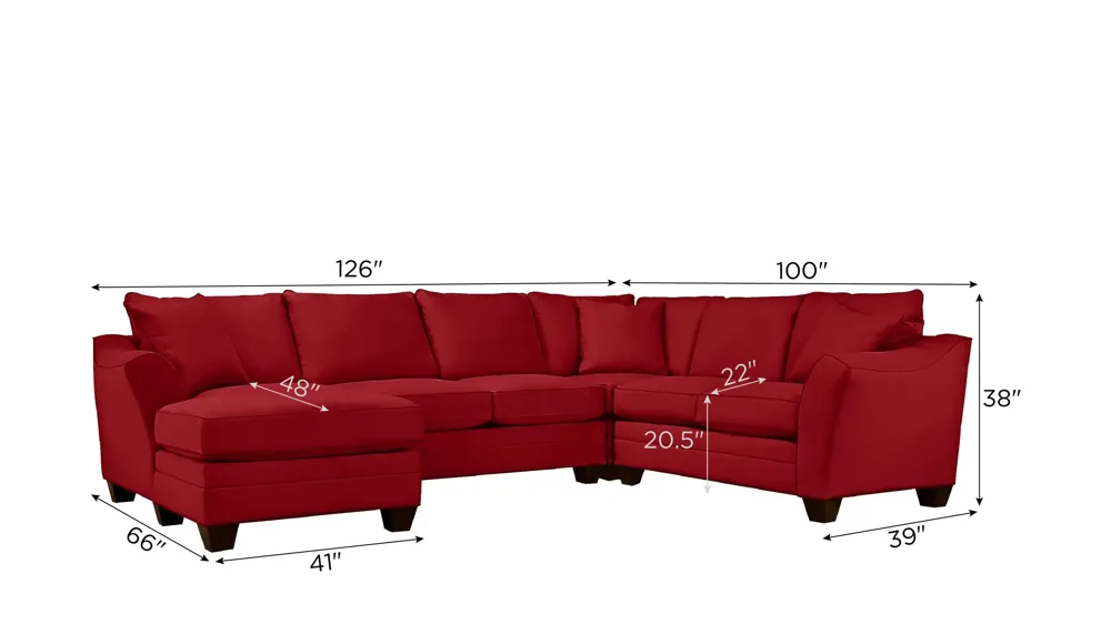 Foresthill 4-pc. Left Hand Chaise Sectional Sofa Dimensions