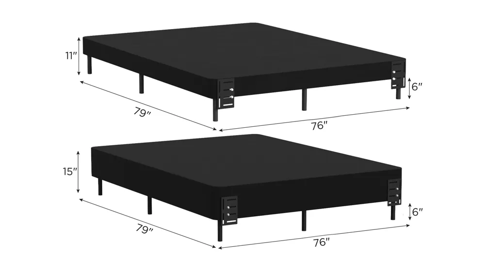 9" or 5" Universal Box Spring w/Legs & Headboard Bracket Kit Dimensions