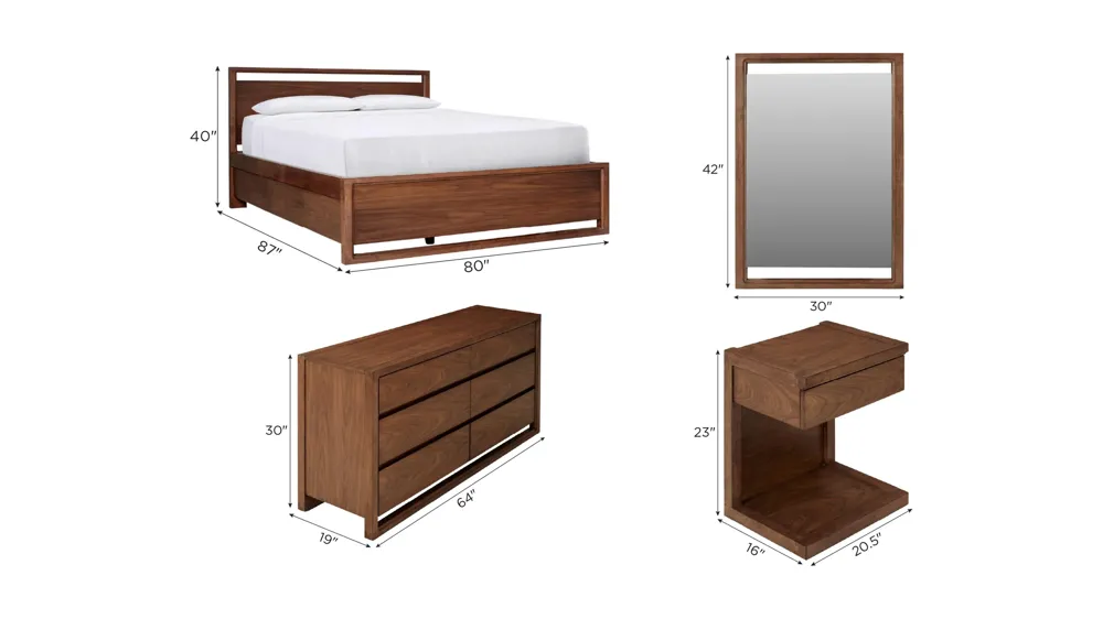 Aversa 4-pc. Bedroom Set w/ 1-Sided Storage Bed and 1-Drawer Nightstand Dimensions