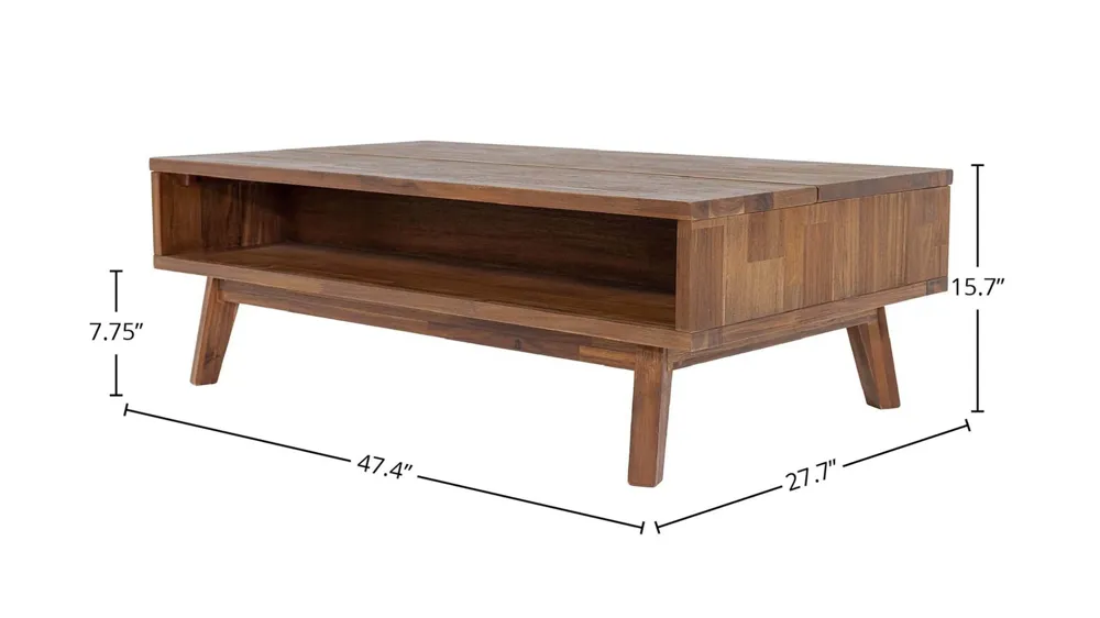 Gia Coffee Table w/ Lift Top - Warm Pecan Dimensions