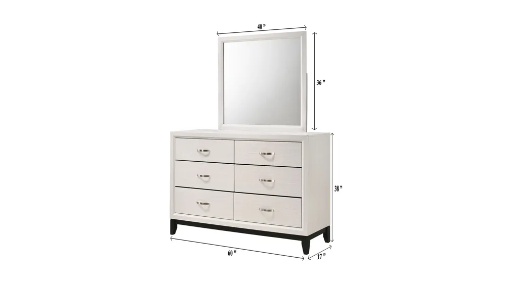 Akerson Bedroom Dresser w/Mirror Dimensions