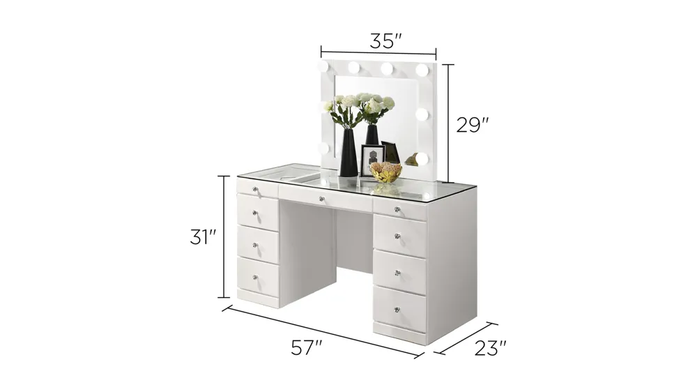 Diem Large Vanity Table w/ Mirror Dimensions